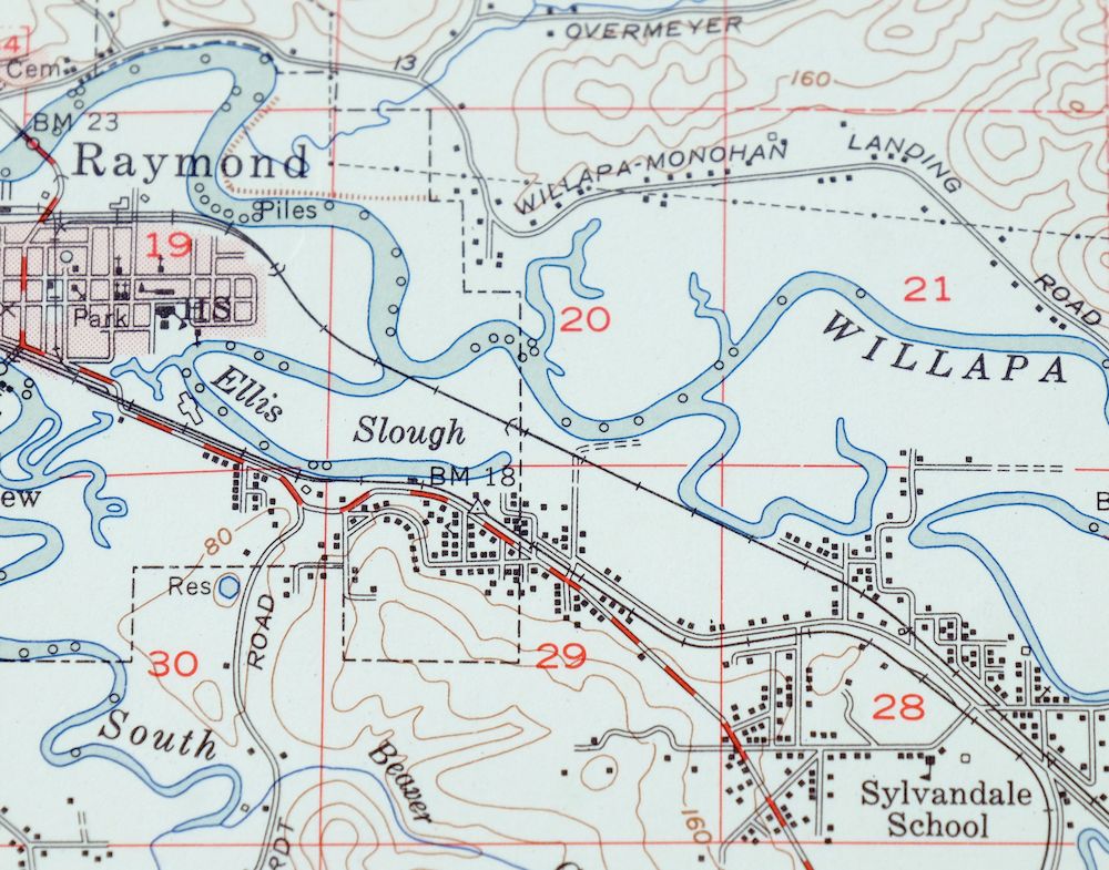 Raymond Washington Vintage USGS Topographic Map 1955 Lebam Topo eBay