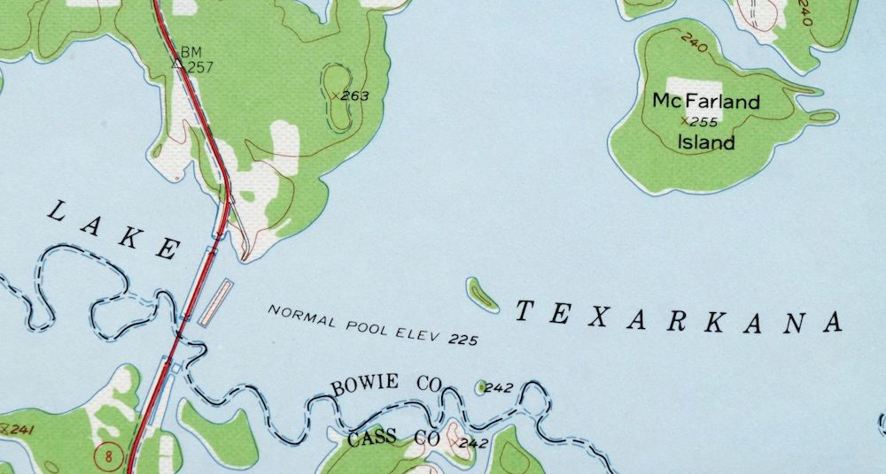 New Boston Texas Vintage Original USGS Topo Map 1959 Lake Texarkana