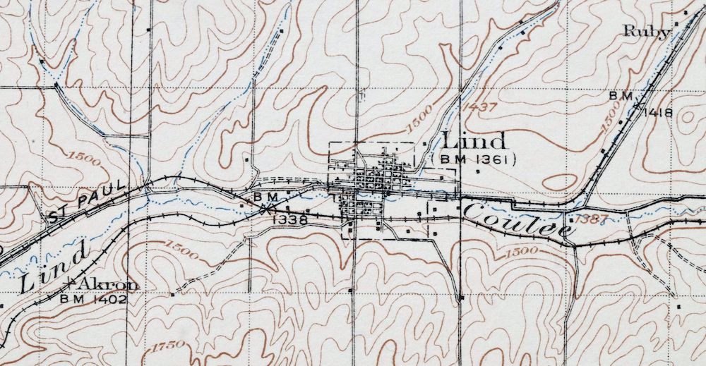 1918 Connell Washington Antique USGS Topo Map Lind Estes Topographical