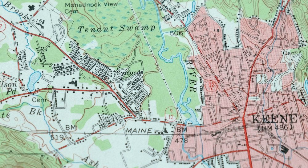 Keene New Hampshire Vintage USGS Topographic Map 1958 Winchester