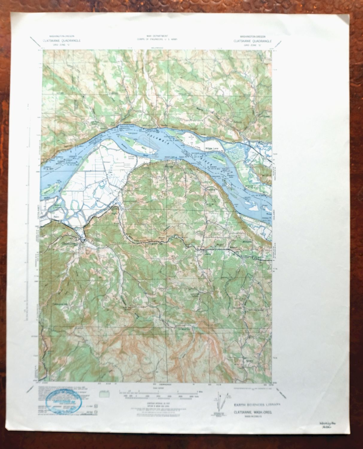 1942 Clatskanie Oregon Vintage Army CoE Topo Map West Longview Apiary ...