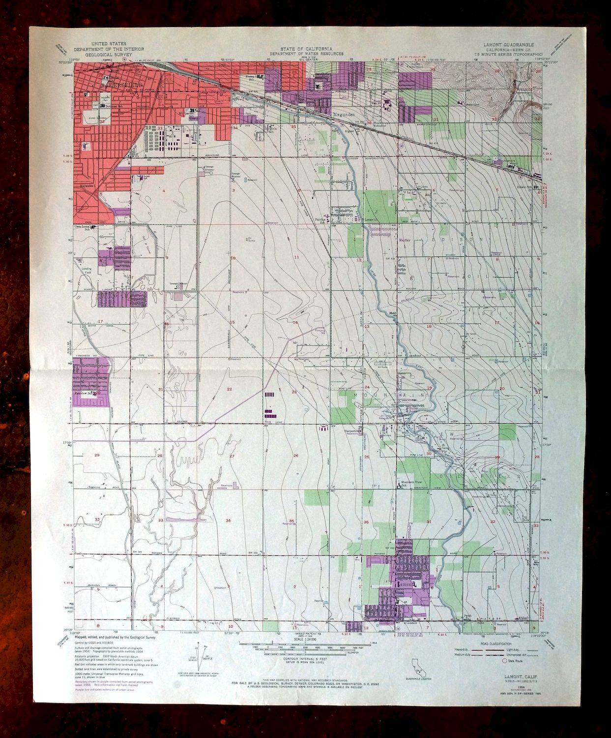Lamont California Vintage USGS Topo Map 1968 Bakersfield 7.5minute