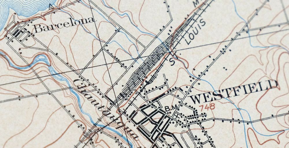 Westfield New York Rare Antique USGS Topographic Map 1899 Mayville