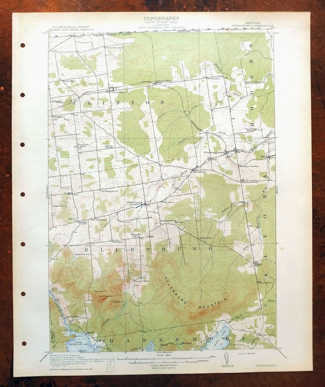 1915 Churubusco New York Antique USGS Topo Map Lyon Mountain