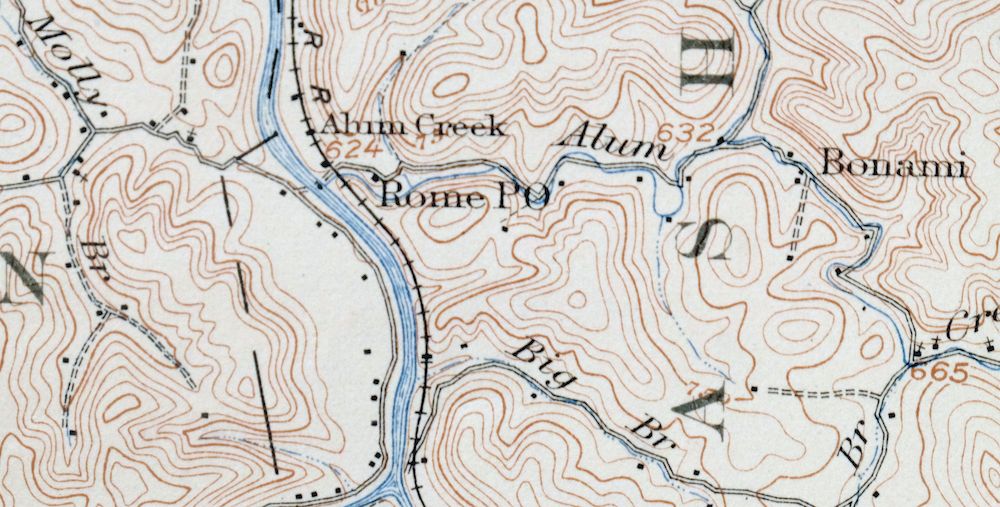 1909 Saint Albans Alum Creek West Virginia Antique USGS Topographic Map
