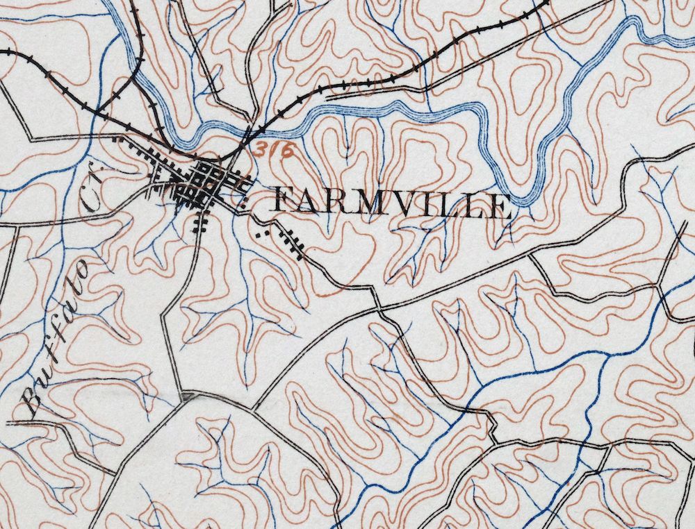 Farmville Keysville Cumberland Virginia Antique USGS Topo Map 1893