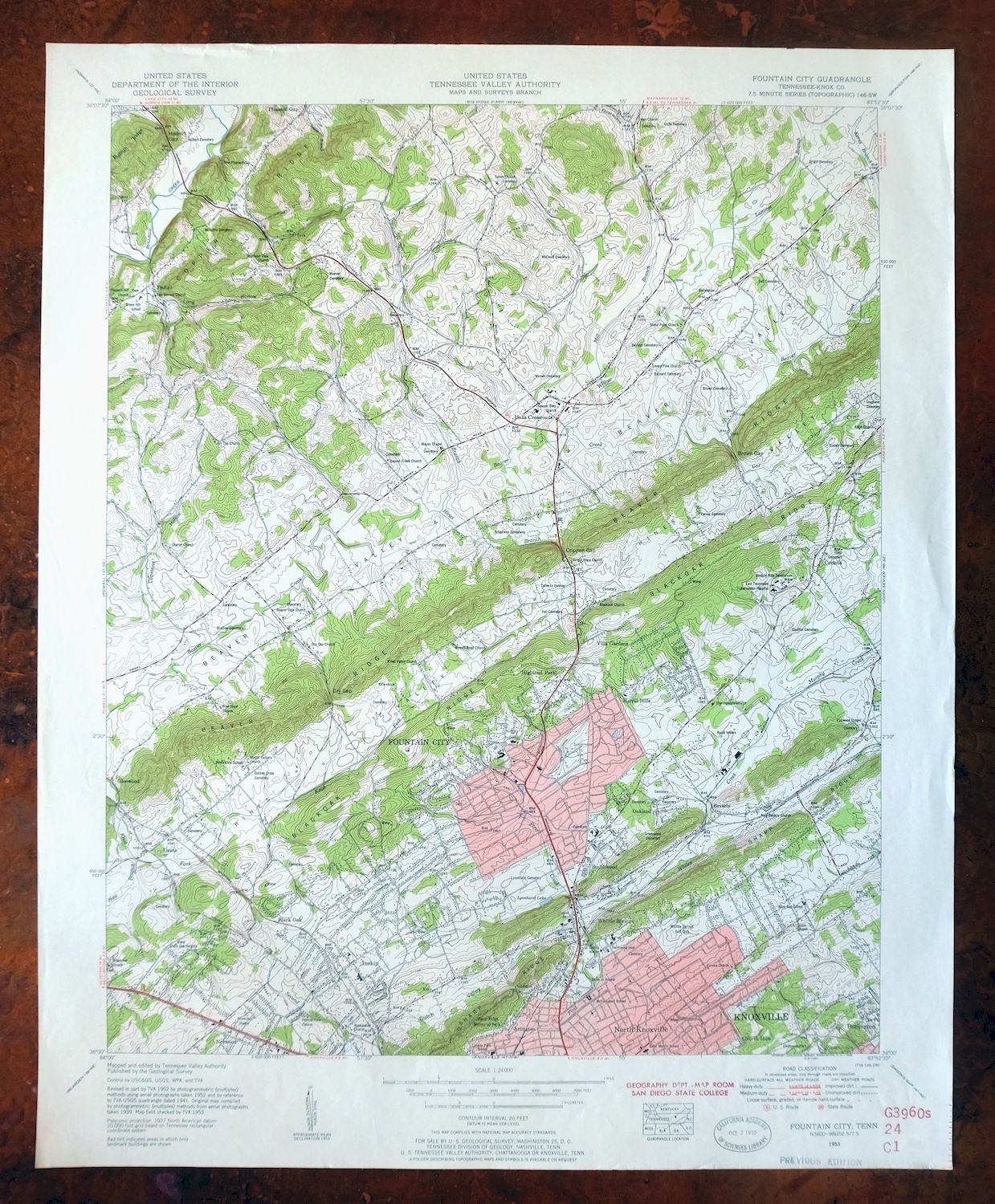 Knoxville Fountain City Halls Crossroads Tennessee Vintage USGS Topo