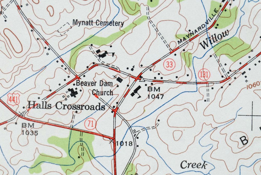 Knoxville Fountain City Halls Crossroads Tennessee Vintage USGS Topo