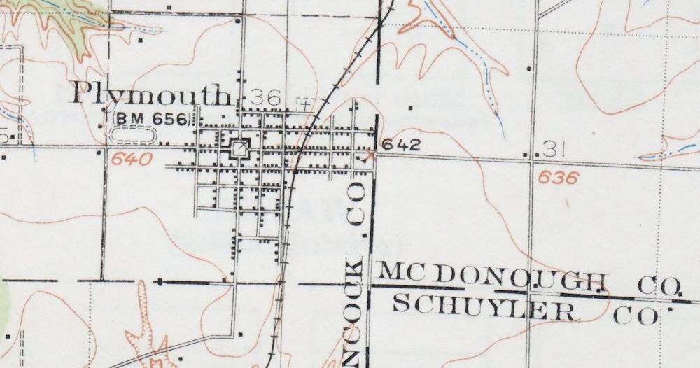 1913 Colchester Illinois Plymouth Antique USGS Topographic Topo