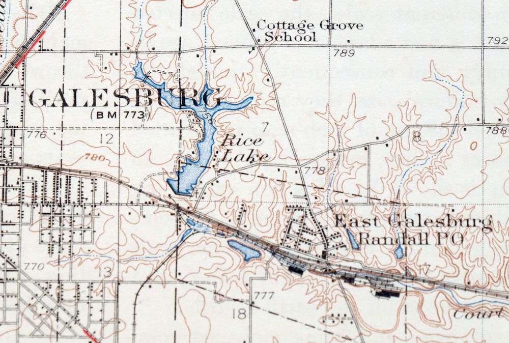 1927 Galesburg Illinois Abingdon Knoxville Vintage 15minute USGS Topo