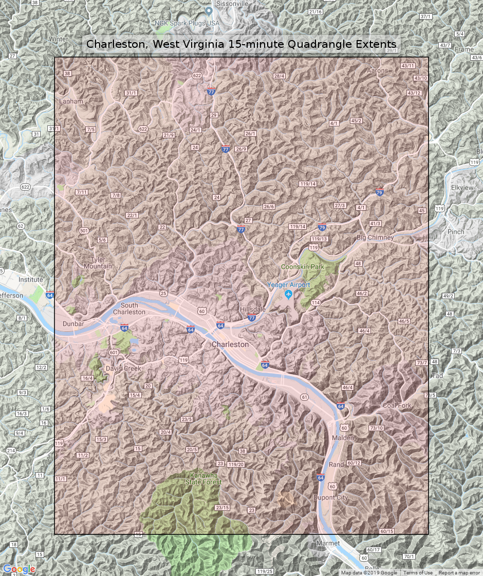 Charleston Cross Lanes Dunbar West Virginia Antique USGS Topographic
