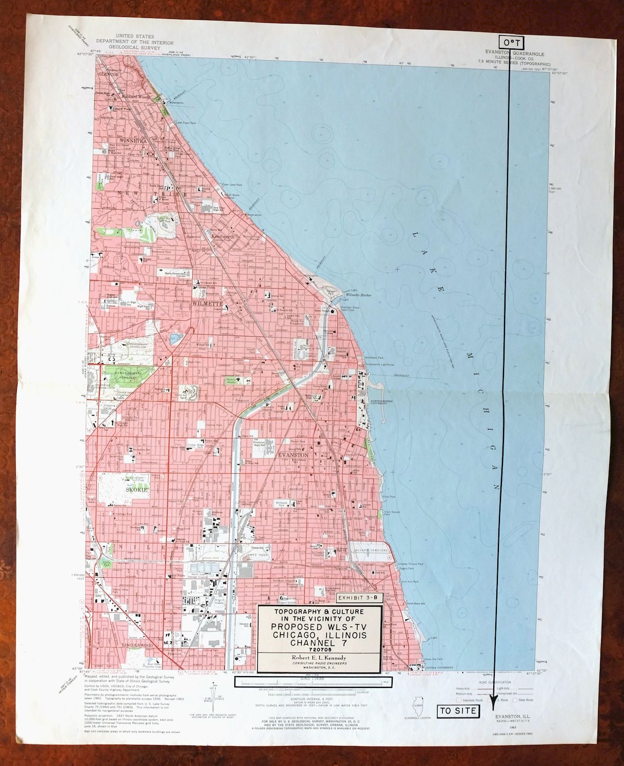 Evanston Illinois Chicago USGS 7.5-Min Topo Map 1964 Vintage