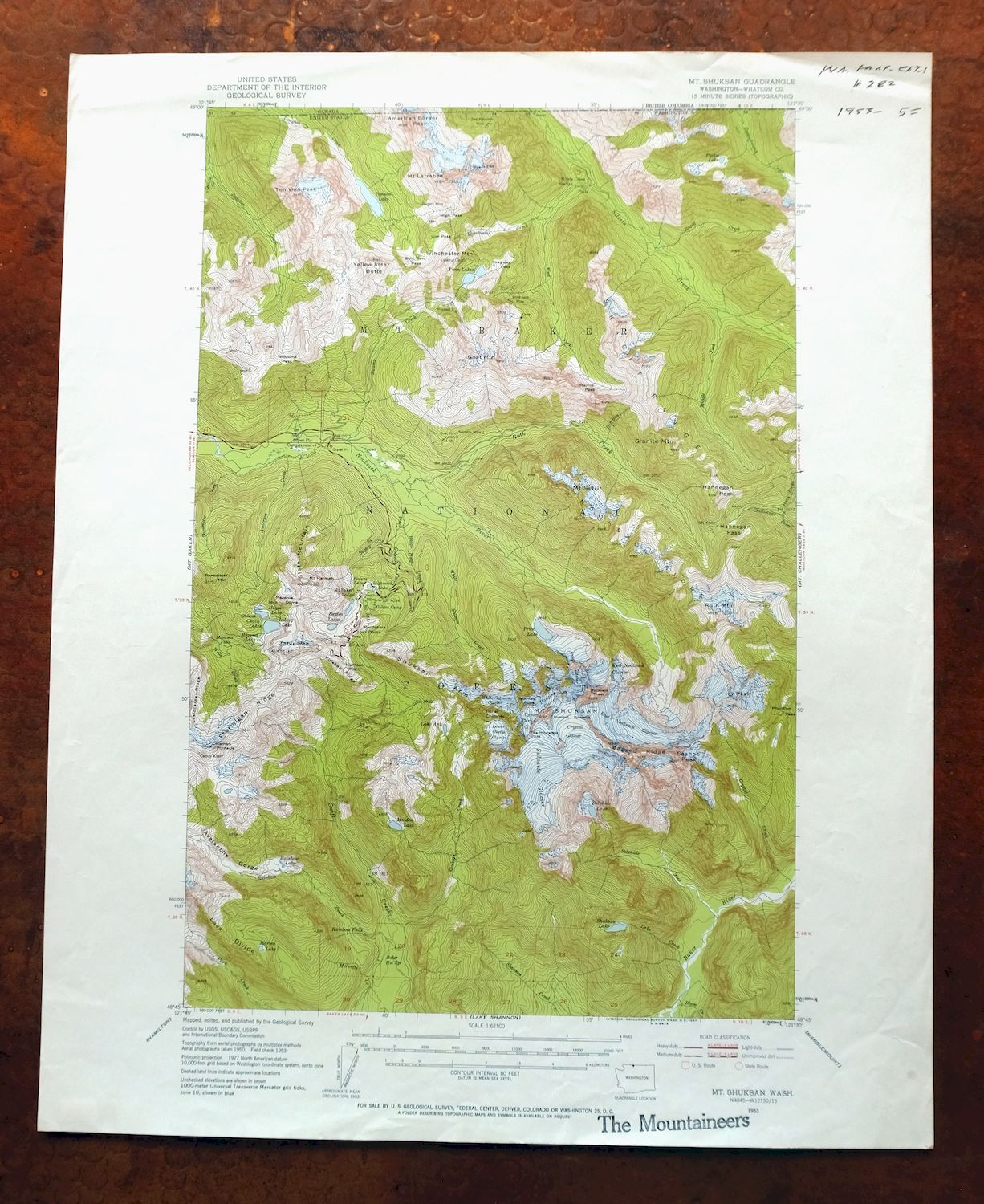 Mount Shuksan Washington USGS 15-Min Topo Map 1957 Vintage