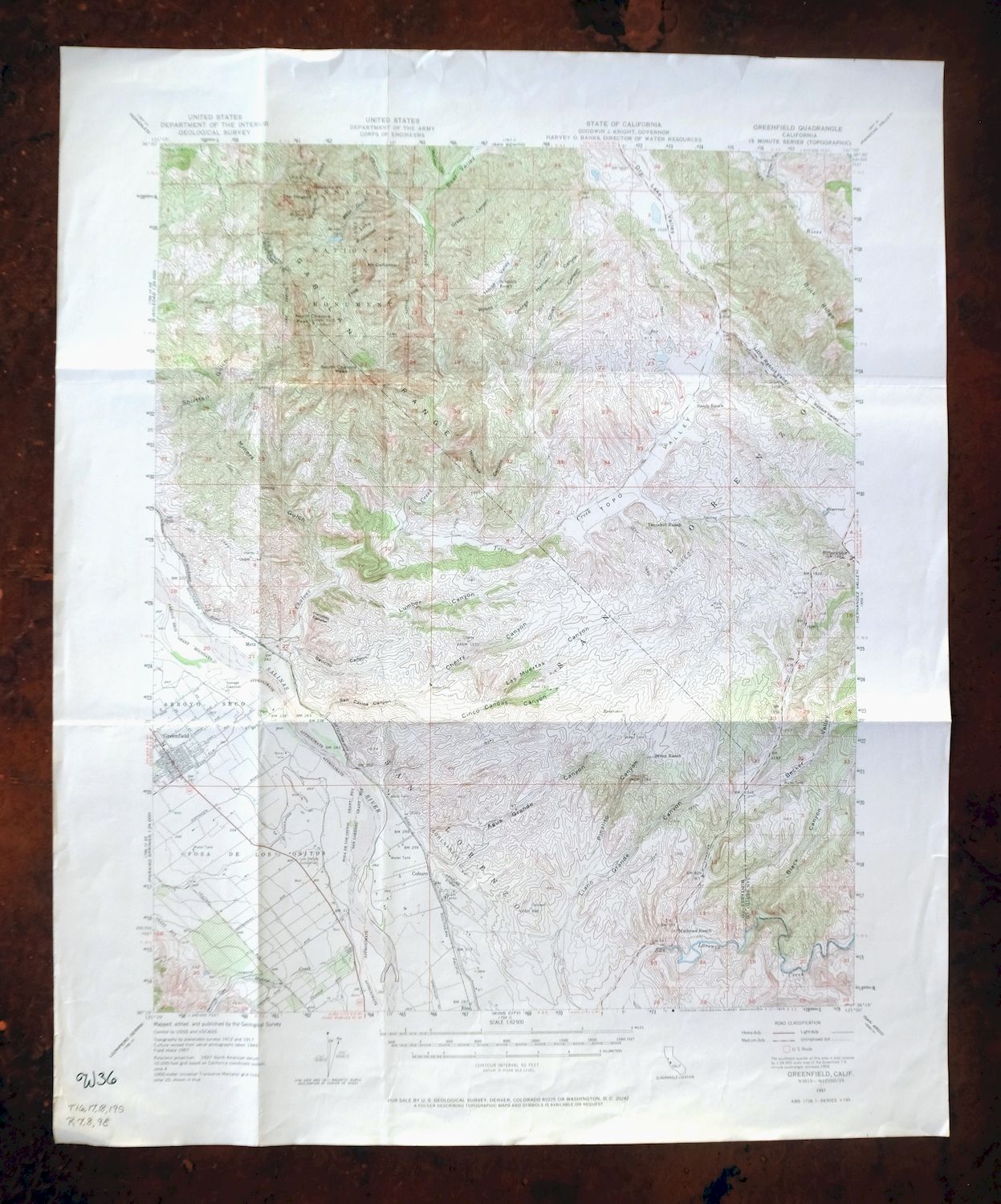 Greenfield California Salinas River USGS Topo Map 1973