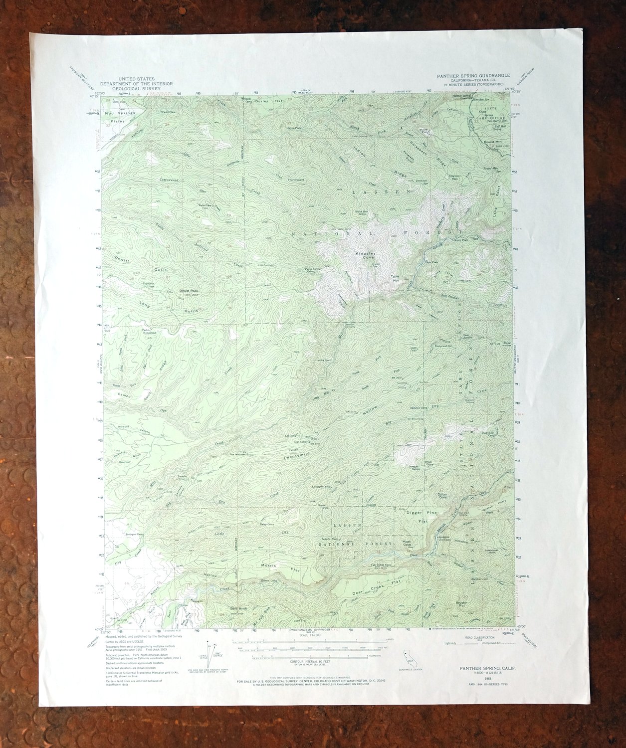Panther Spring California USGS 15-Min Topo Map 1970 Vintage