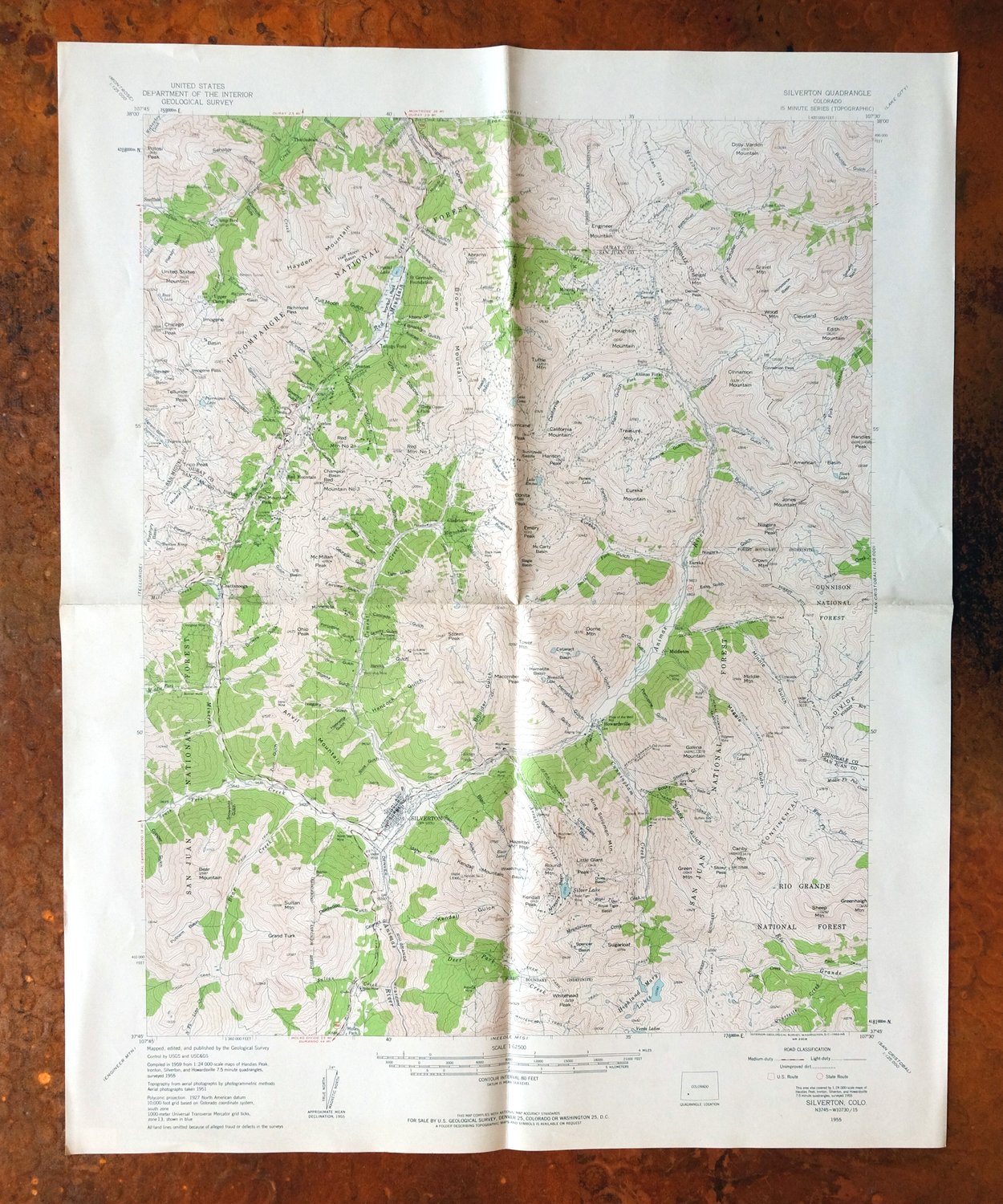 Silverton Colorado Camp Bird USGS Topo Map 1962 Vintage
