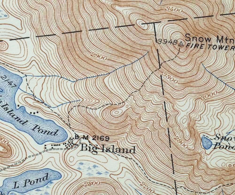 Chain Lakes Maine Round Mountain USGS Topo Map 1935 Antique - Image 3