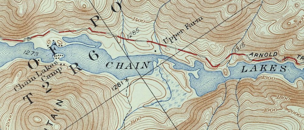 Chain Lakes Maine Round Mountain USGS Topo Map 1935 Antique - Image 2