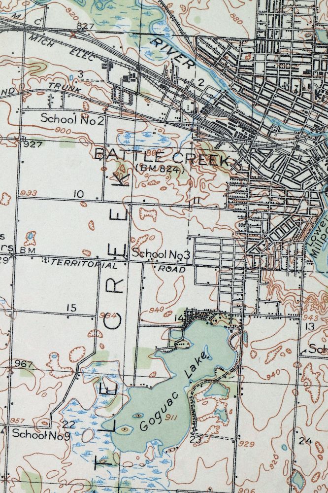 Battle Creek Michigan Springfield USGS Topo Map 1918 Antique - Image 4