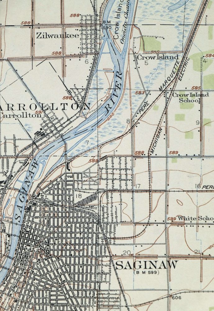 Saginaw Michigan Shiawassee NWR Zilwaukee USGS Topo Map 1919 - Image 3