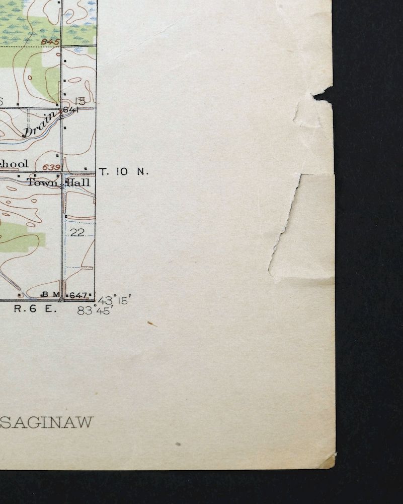Saginaw Michigan Shiawassee NWR Zilwaukee USGS Topo Map 1919 - Image 4