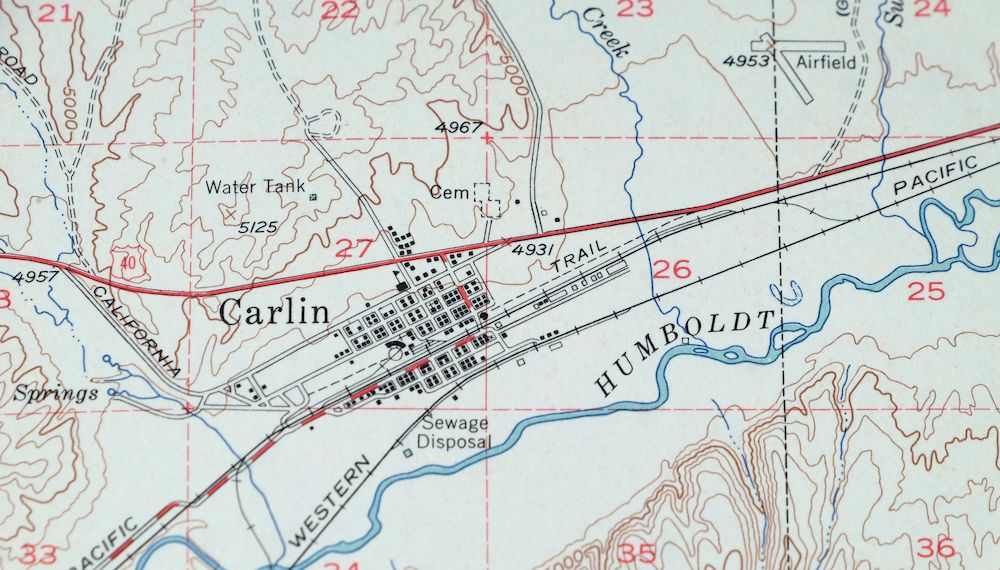 Carlin Nevada Humboldt River Bunker Hill USGS Topo Map 1961 - Image 2