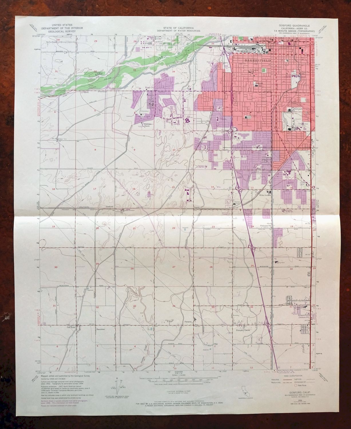 Gosford California Bakersfield USGS Topo Map 1970 Vintage
