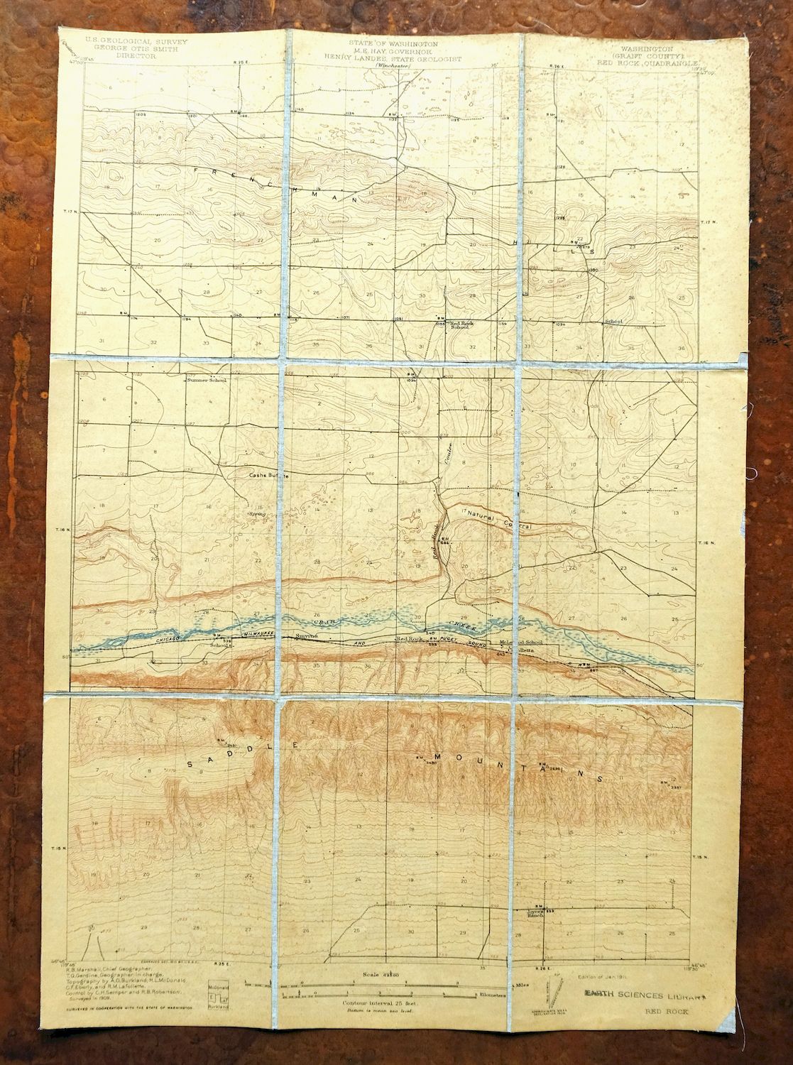 Red Rock Washington Royal City Smyrna USGS Topo Map 1911