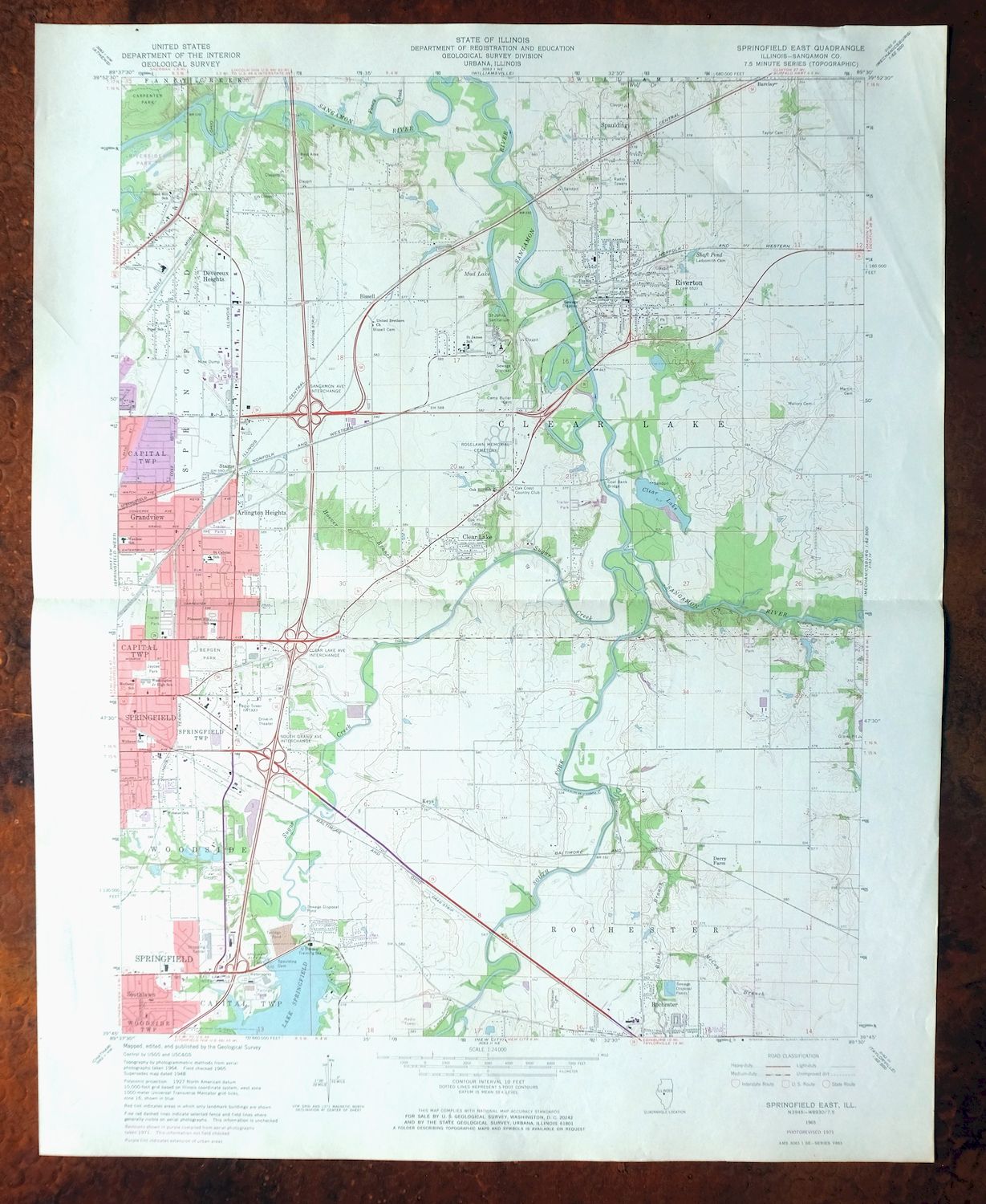Springfield East Illinois Sherman USGS Topo Map 1973 Vintage
