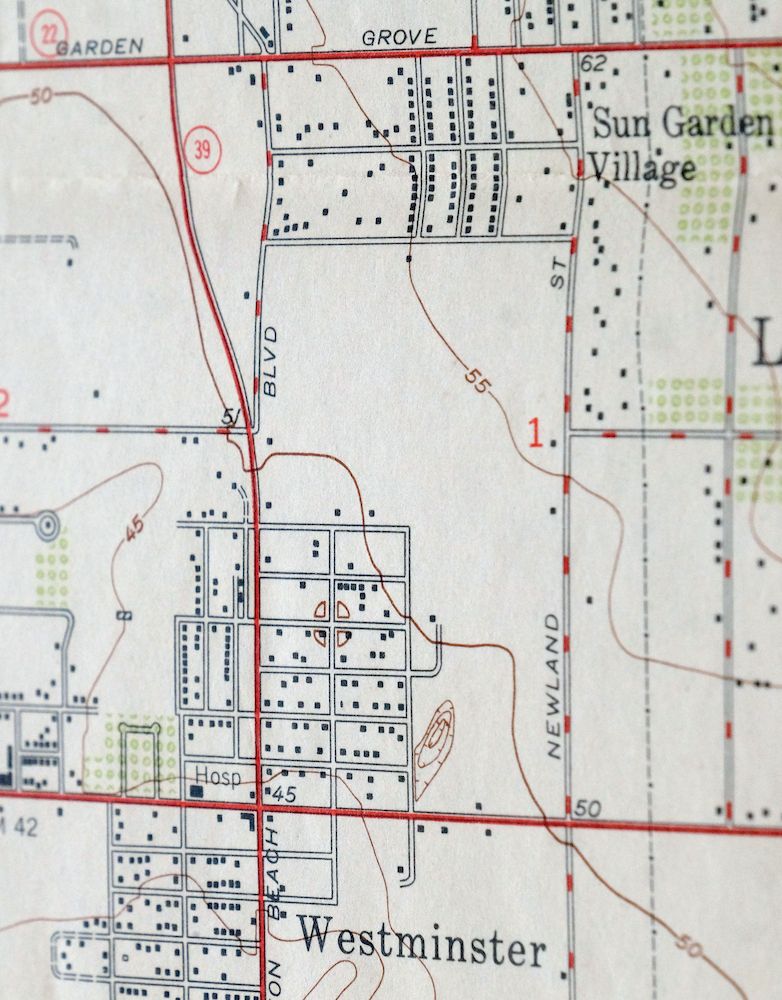 Anaheim California Santa Ana Garden Grove USGS Topo Map 1956 - Image 2