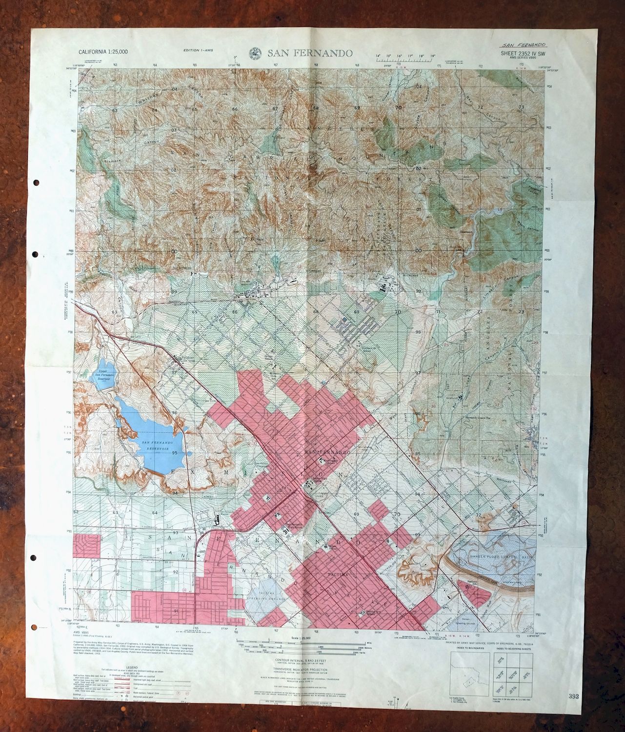 San Fernando California Angeles NF USGS Topographic Map 1955