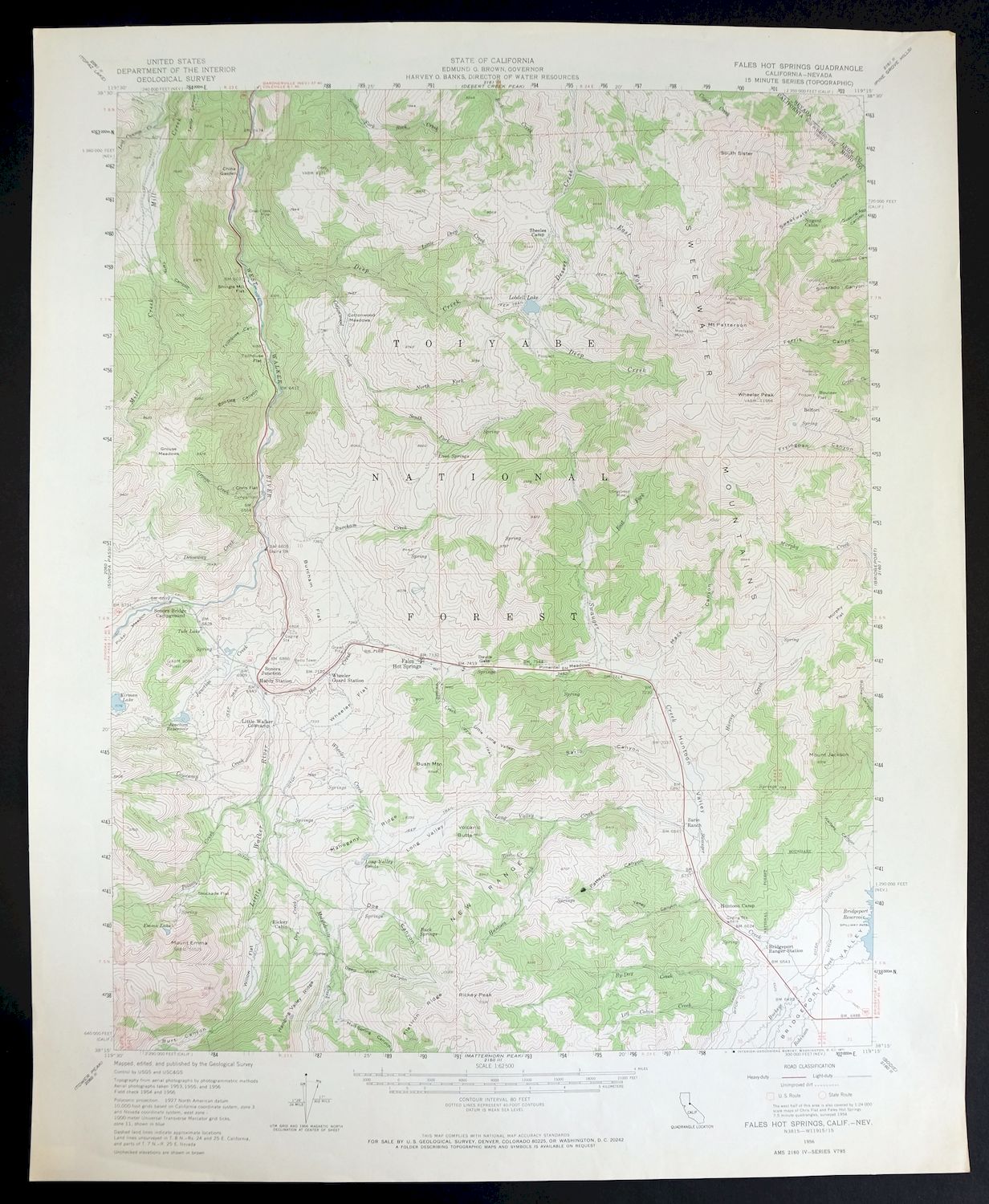 Fales Hot Springs California USGS Topo Map 1971 Vintage