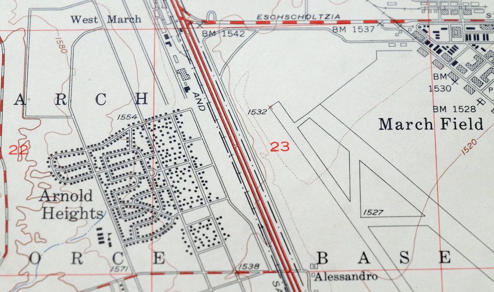Riverside East California Edgemont USGS Topographic Map 1955 - Image 2