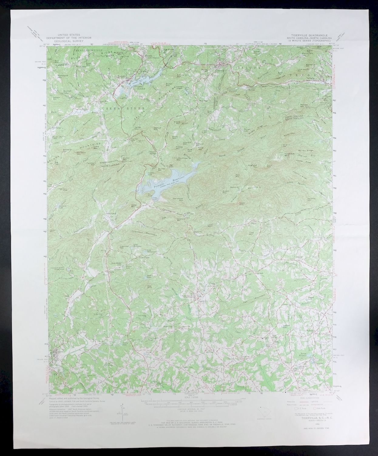 Tigerville South Carolina Tryon USGS Topographic Map 1973