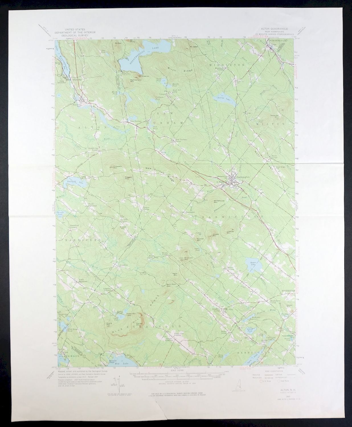 Alton New Hampshire Farmington Strafford USGS Topo Map 1977