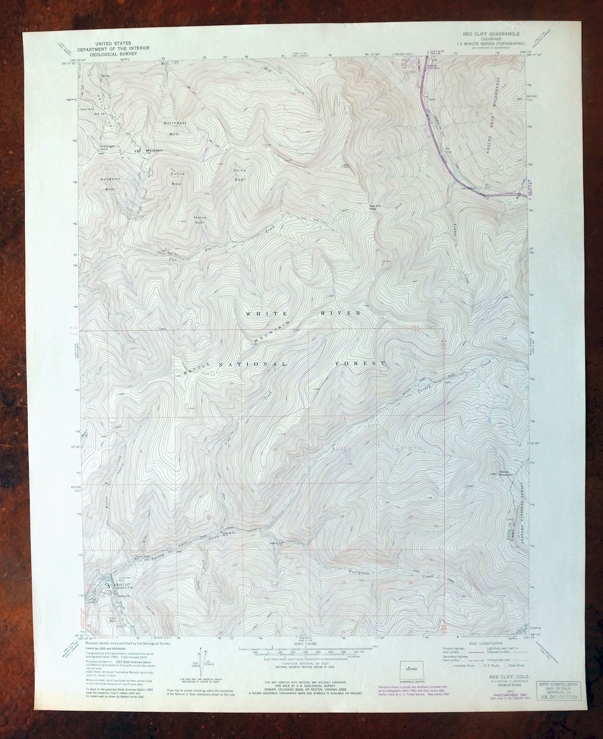 Red Cliff Colorado Vail USGS 7.5-Min Topo Map 1988 Vintage
