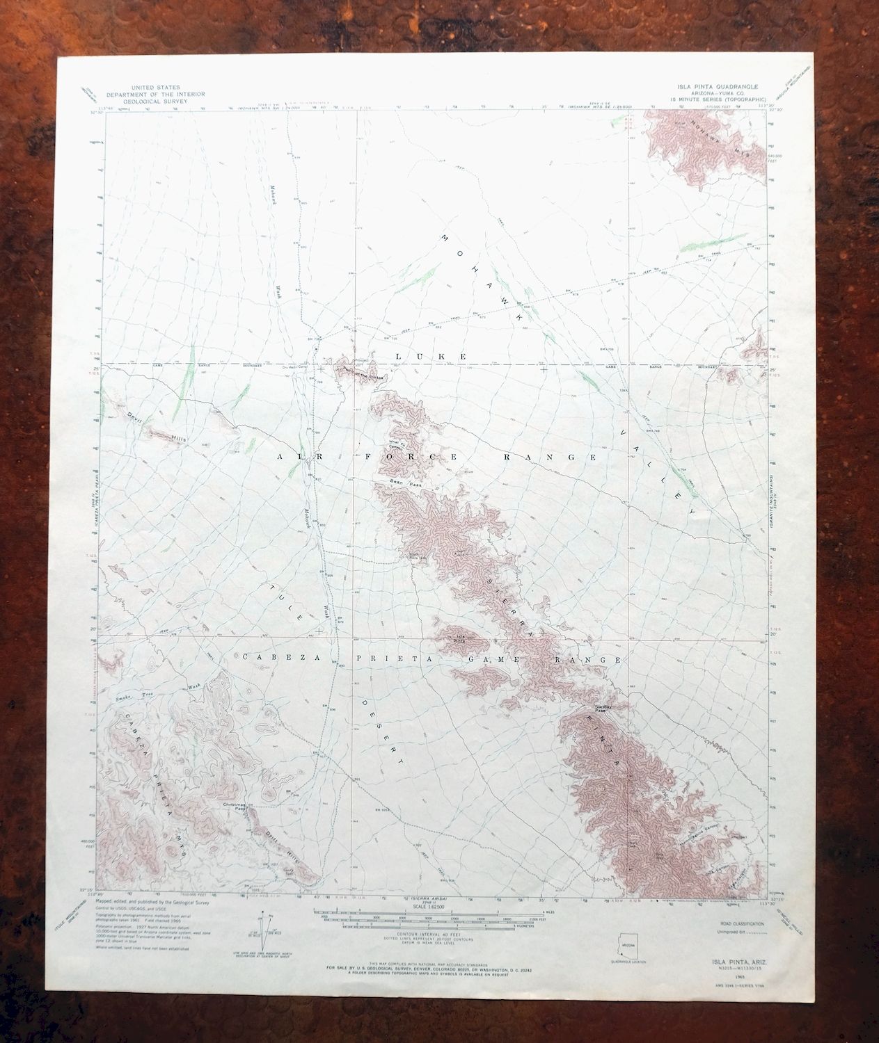 Isla Pinta Arizona Cabeza Prieta NWR USGS Topo Map 1970