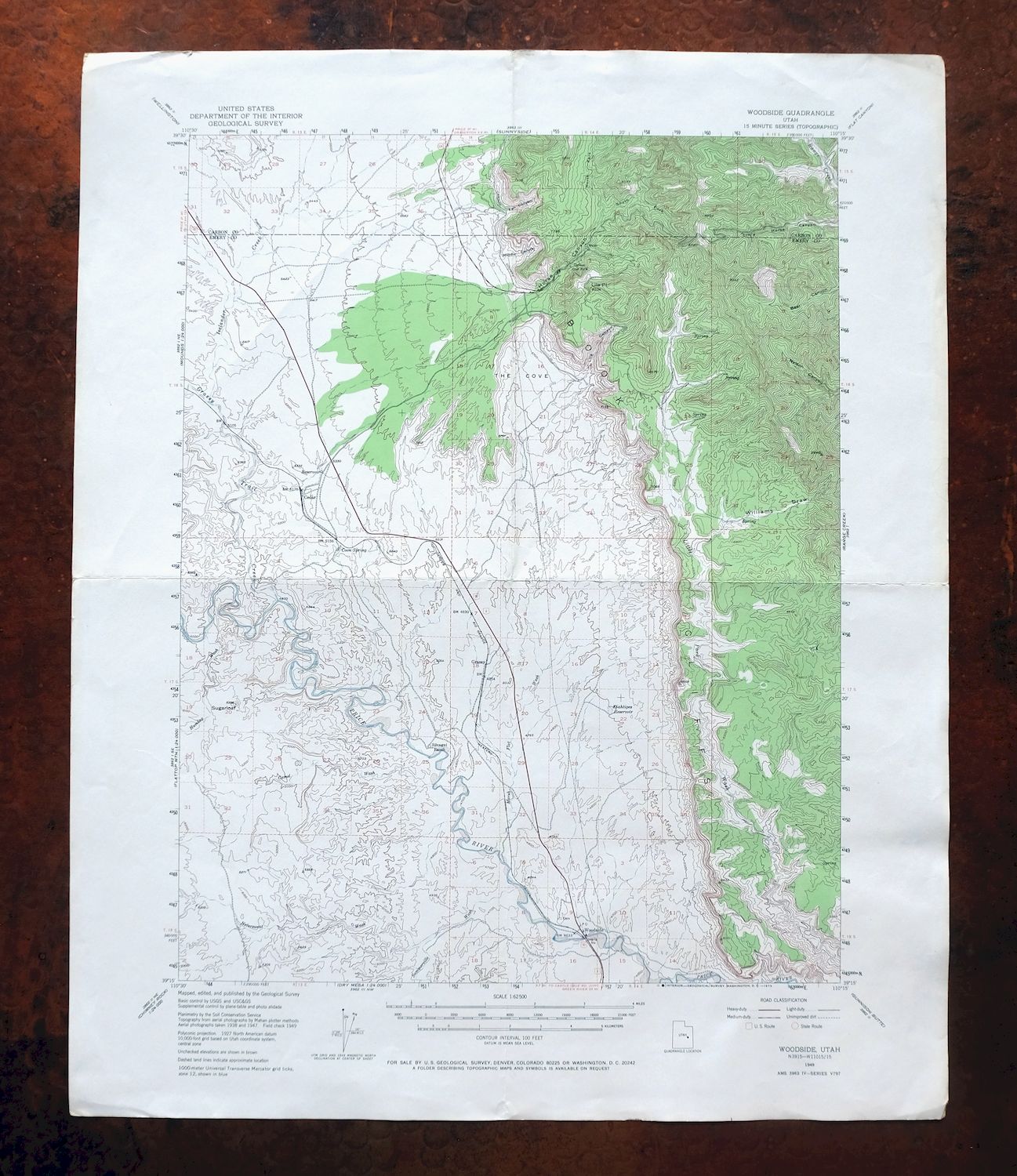 Woodside Utah Book Cliffs Cedar USGS Topographic Map 1973