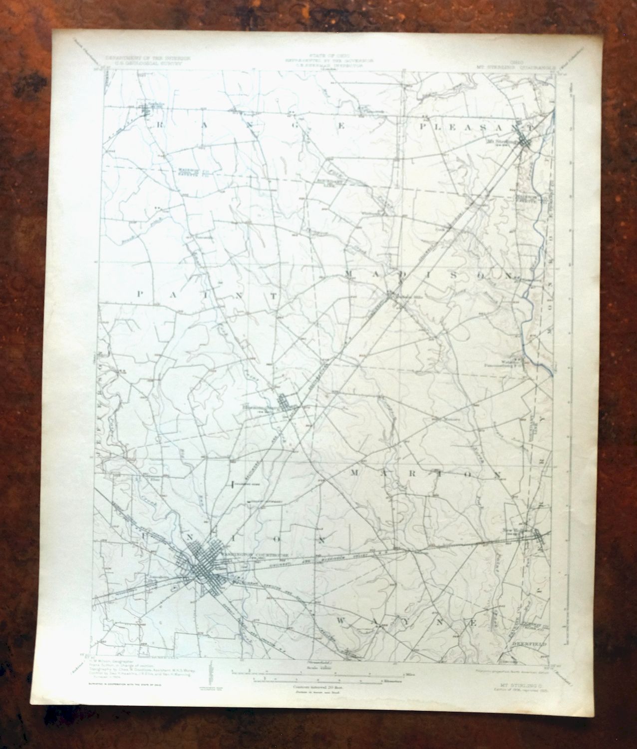 Mount Sterling Ohio Washington Midway USGS Topo Map 1925