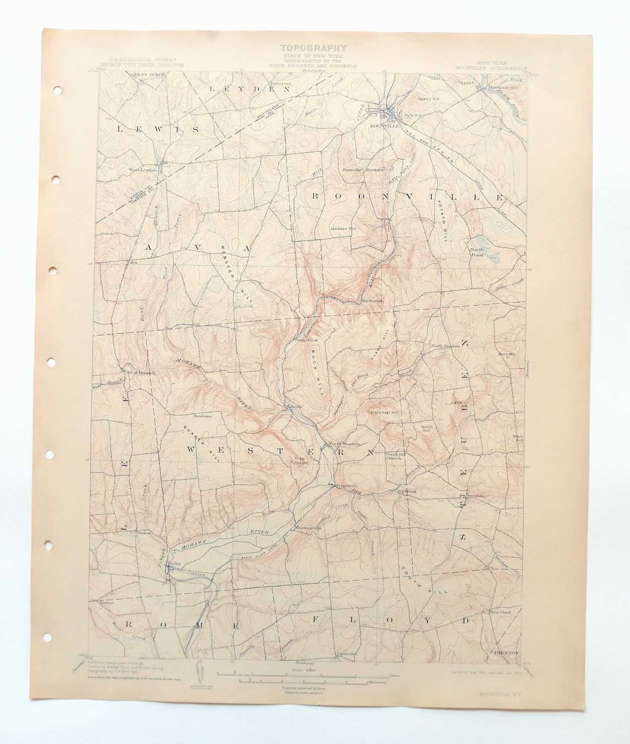Boonville New York Rome USGS 15-Min Topo Map 1910 Antique