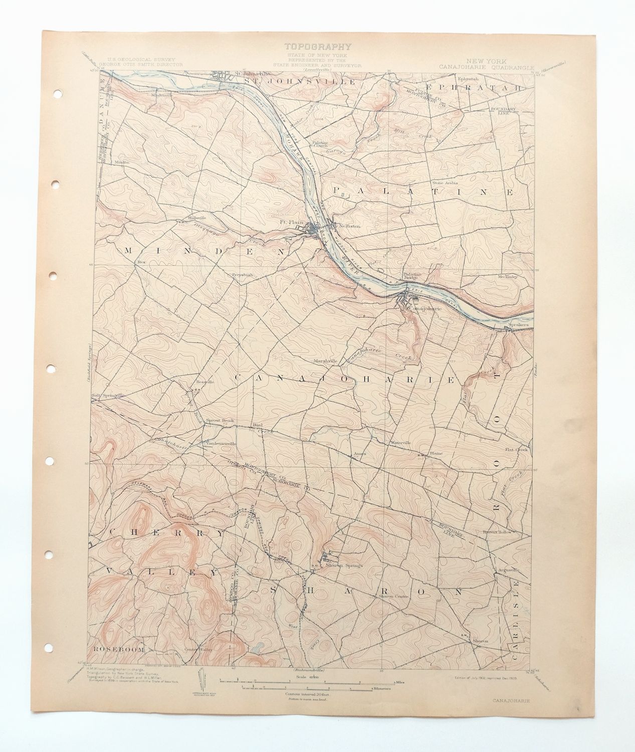 Canajoharie New York Fort Plain Ames USGS Topo Map 1909