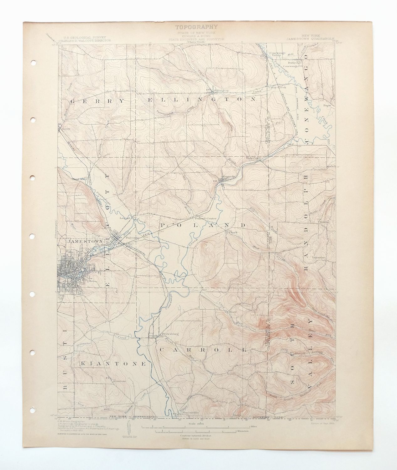 Jamestown New York Falconer Frewsburg USGS Topo Map 1905