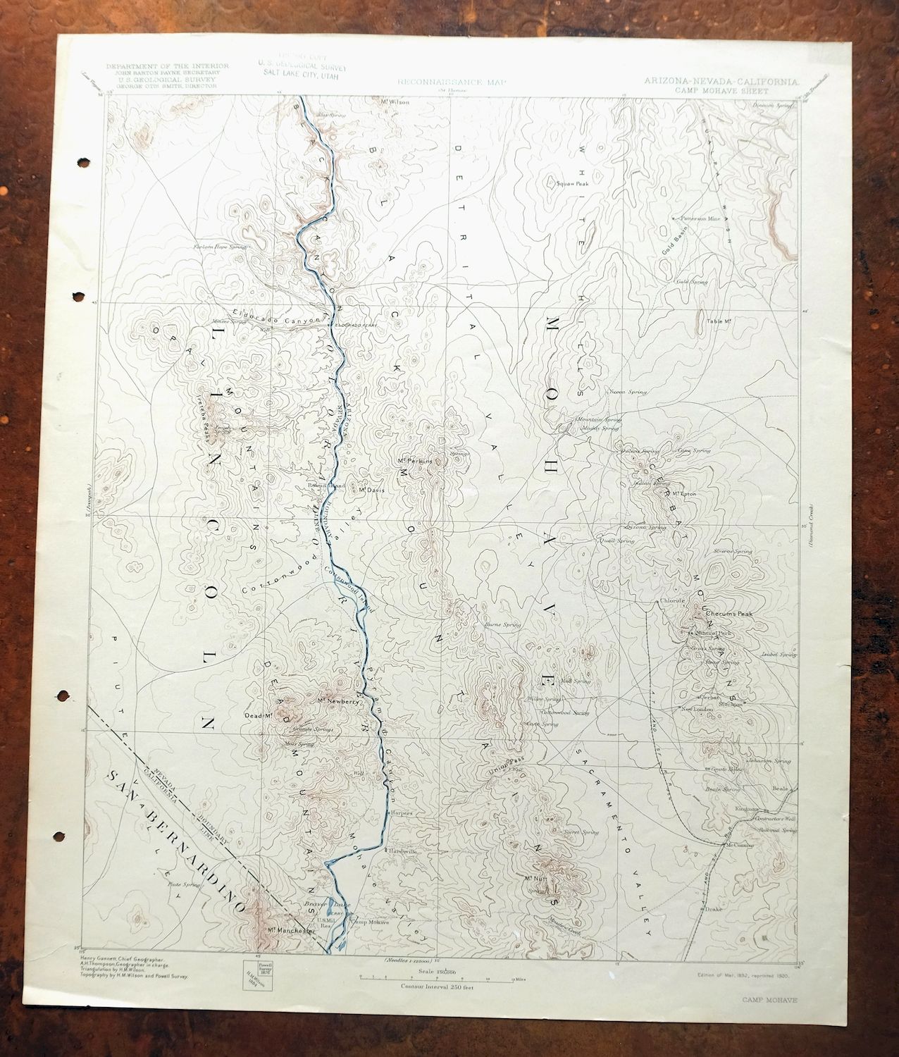Camp Mohave Arizona El Dorado WSA Kingman USGS Topo Map 1920