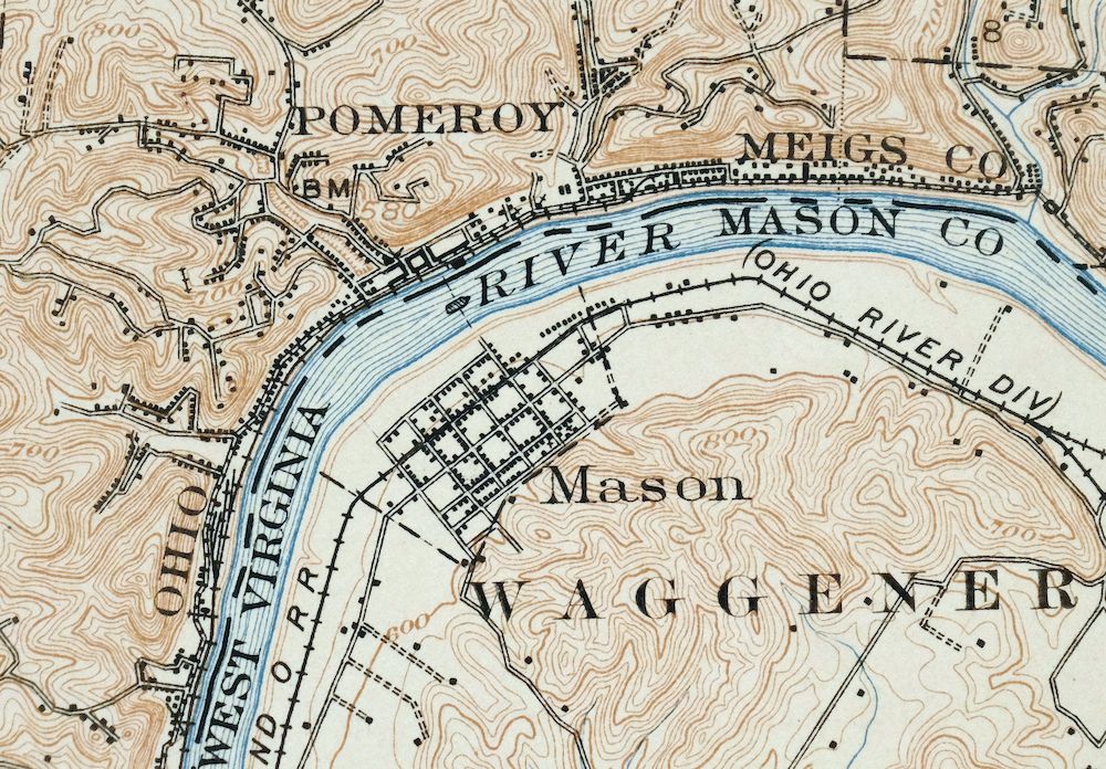 Pomeroy Ohio Middleport Mason USGS Topo Map 1907 Antique - Image 2