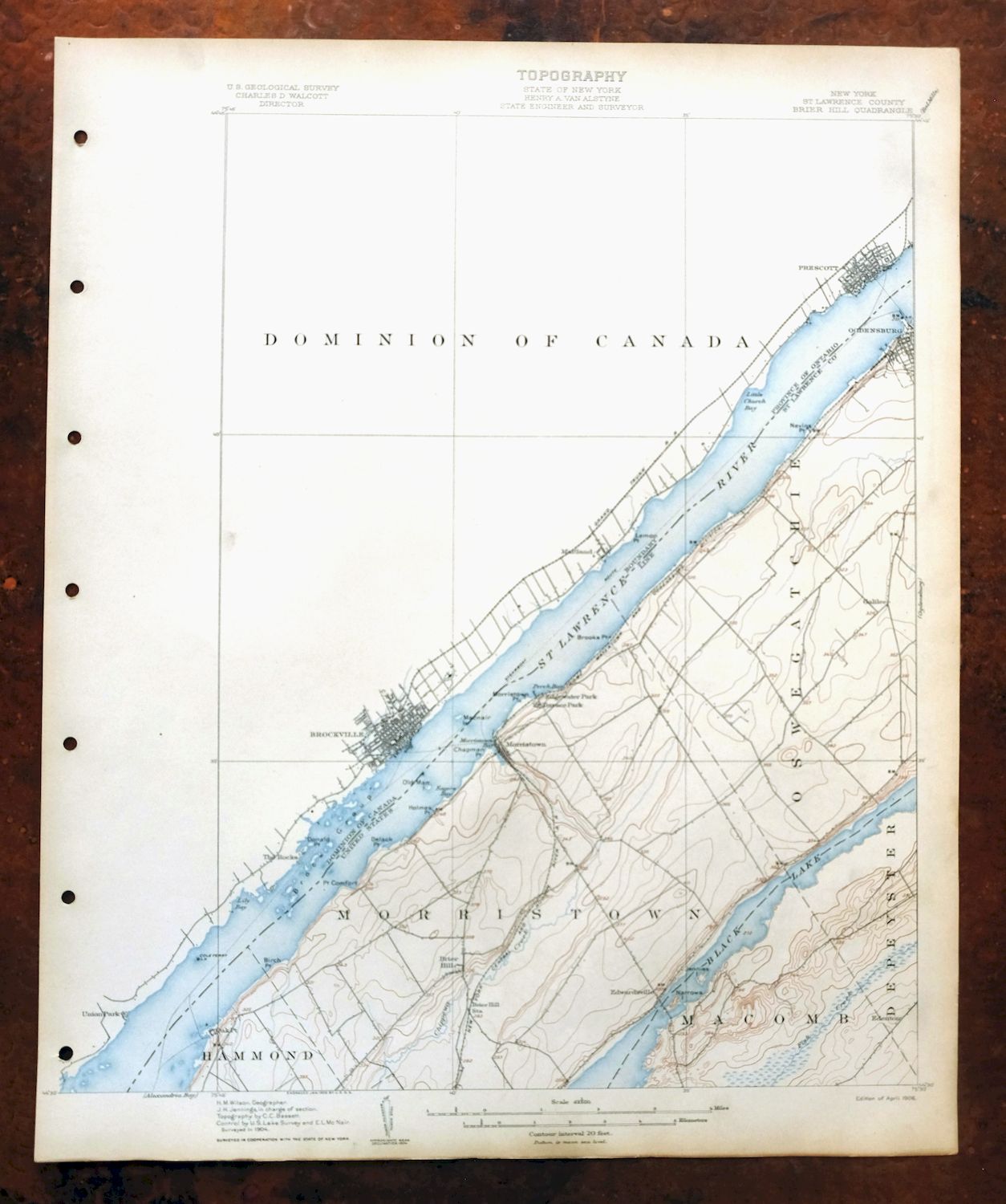 Brier Hill New York Ogdensburg Morristown USGS Topo Map 1906