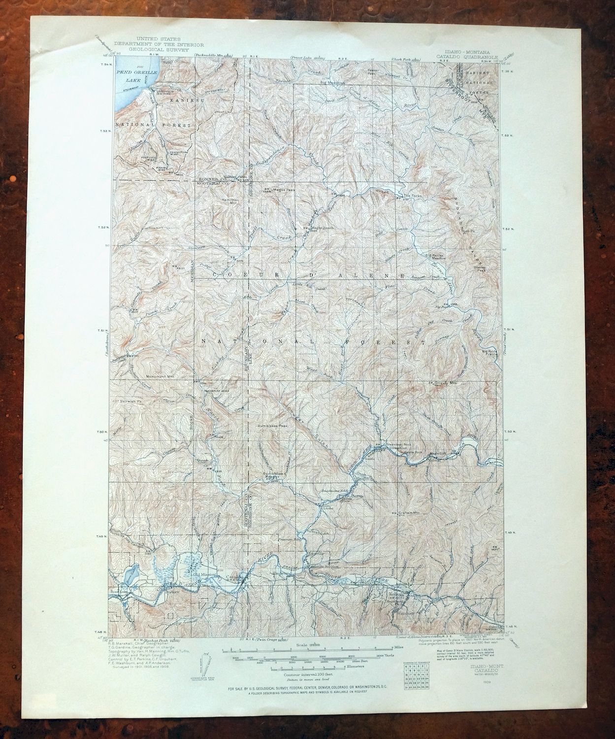 Cataldo Idaho Lakeview Osburn USGS Topo Map 1954 Vintage