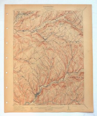 Delhi New York Davenport USGS 15-Min Topo Map 1911 Antique