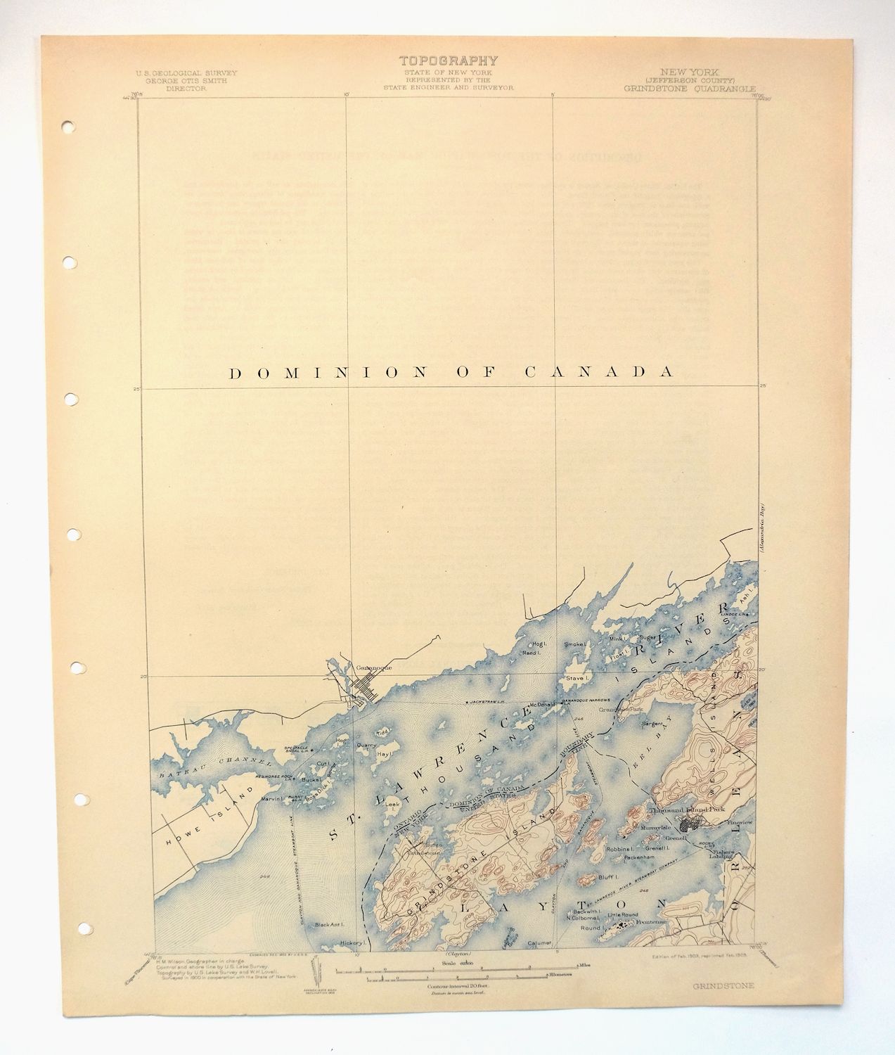 Grindstone New York Thousand Island Park USGS Topo Map 1909