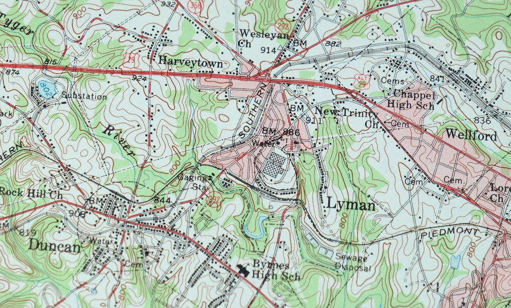 Greer South Carolina Simpsonville Duncan USGS Topo Map 1974 - Image 3