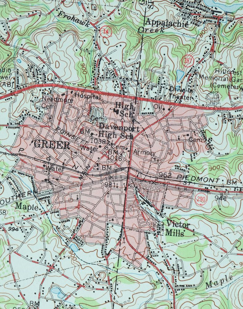 Greer South Carolina Simpsonville Duncan USGS Topo Map 1974 - Image 2